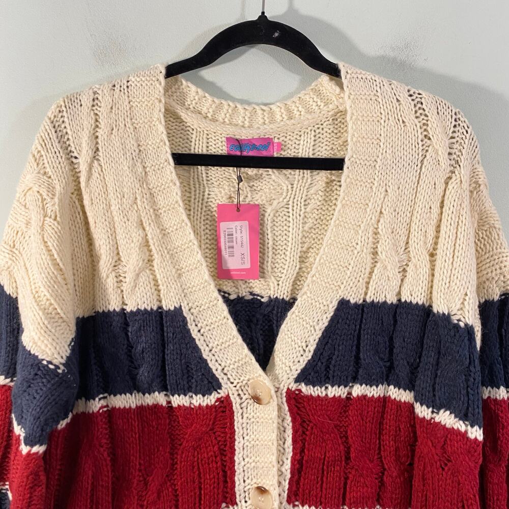 Edikted Women Cream Tinsley Oversized Cable Knit Cardigan Size XS/S NWT - Picture 3 of 9